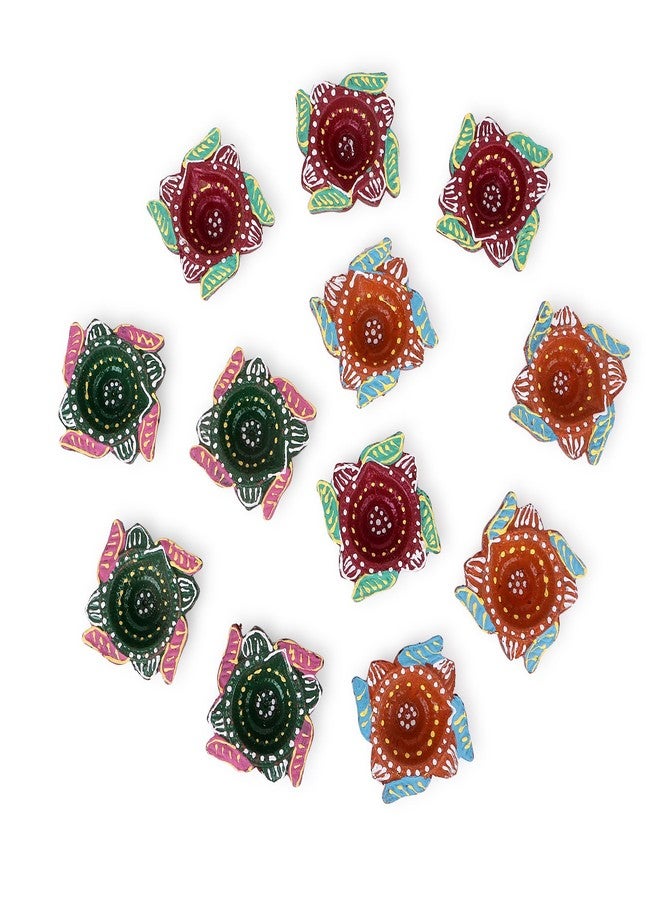 Hashcart Dia for Divali Decoration - Diyas for Divali Handmade Clay Diya Divali Decor [ Pack of 12 ] - Indian Puja Oil Lamp - Indian Housewarming Return Divali Gifts Hashcart® - Image 3